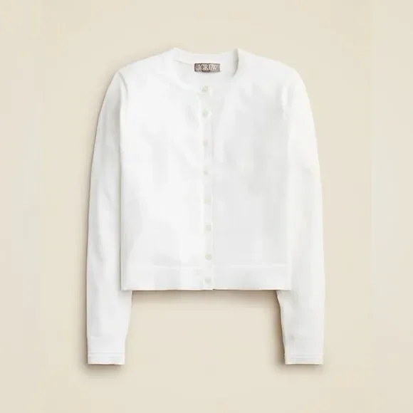 NWT J CREW New Jackie cardigan in premium ultra-fine cotton in white - Picture 3 of 7